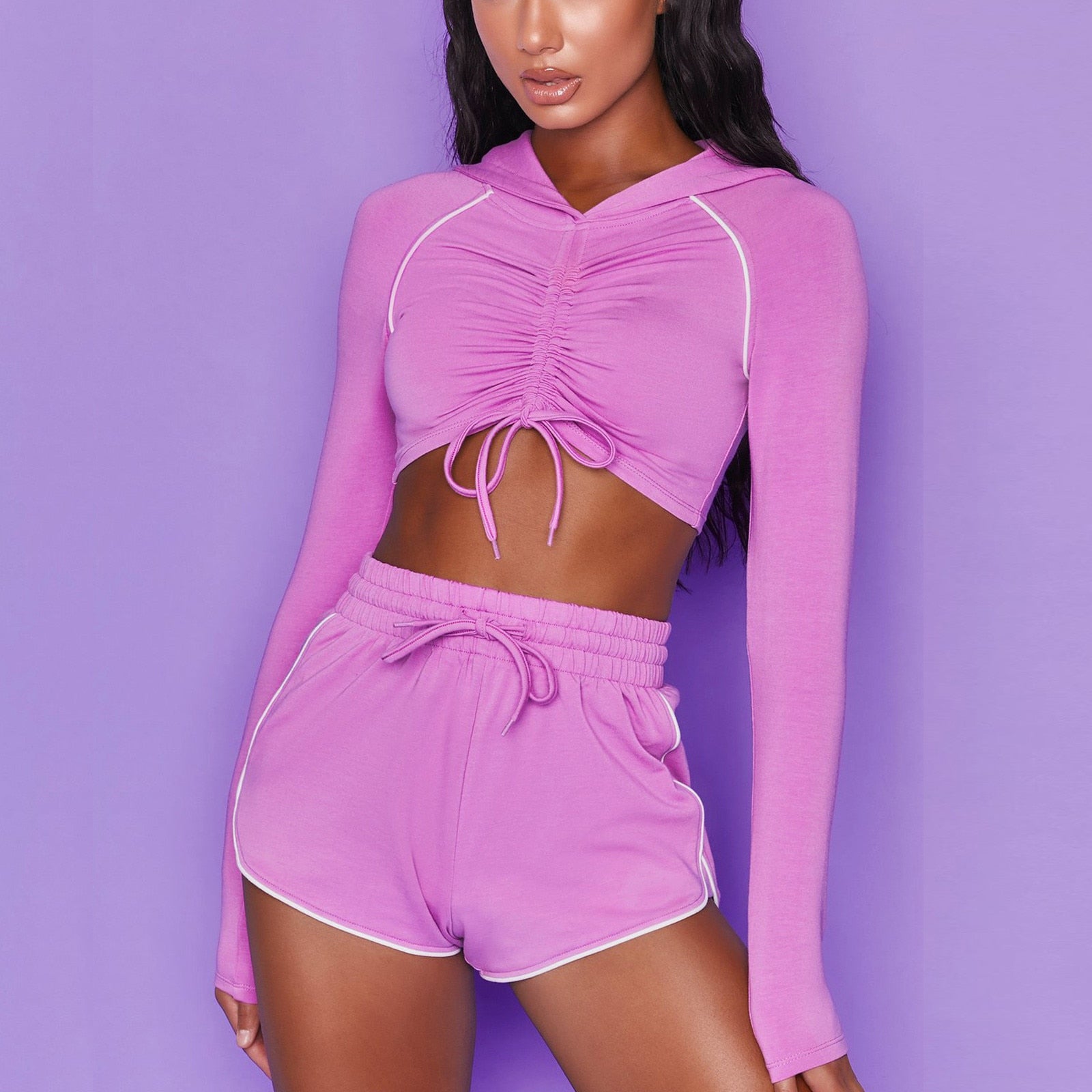 Ensemble Nithea Top manches longues & Short taille haute fit