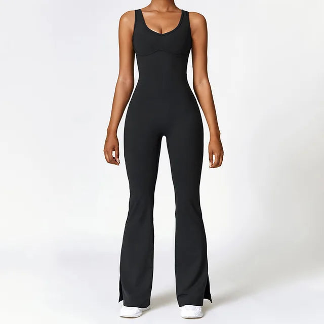 Combinaison Flare Taille Haute  Silhouette Sculptée & Élégance Active